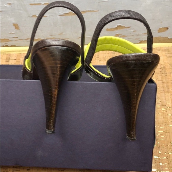 Prada Strappy Sandal Chartreuse/Brown EUC sz 40 - Picture 3 of 8